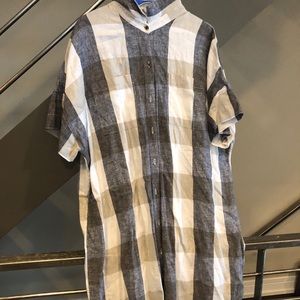 Cute plaid super soft brushed cotton shirt dress